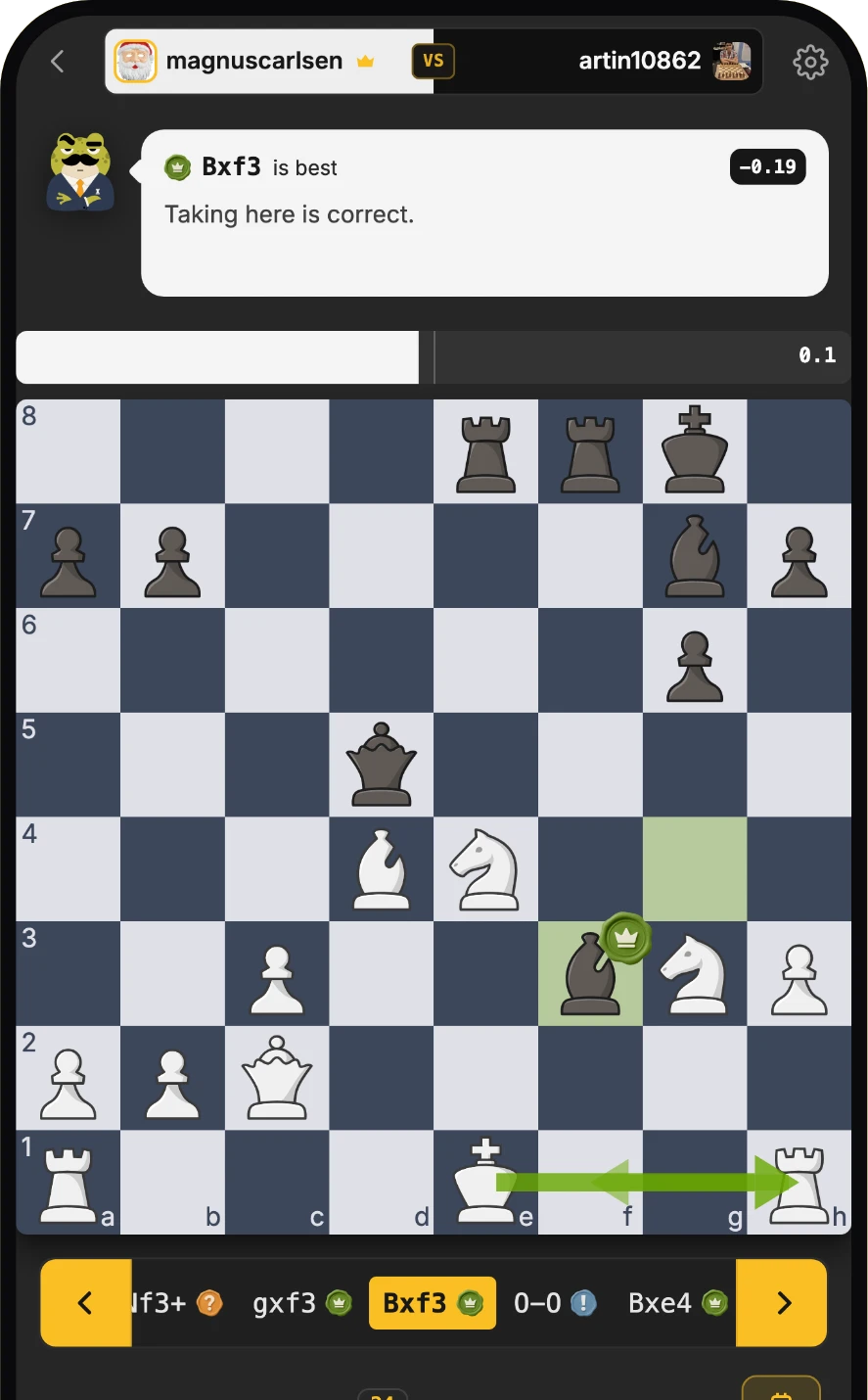Chessigma game review running on Android